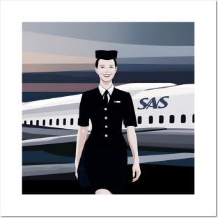 scandinavian stewardess Posters and Art